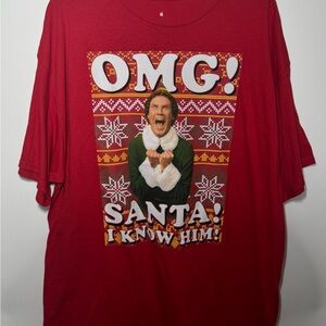 NWOT Men’s Christmas Elf Holiday Movie Red T Shirt Size 2XL